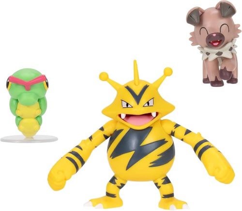Pokémon 3 db-os játékfigura csomag - Caterpie, Rockruff, Electabuzz