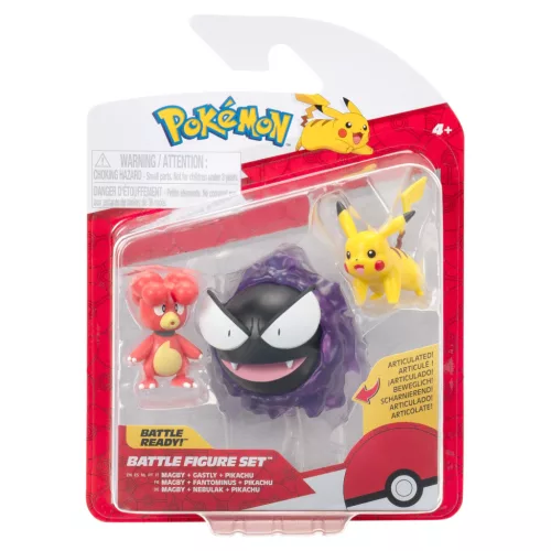 Pokémon 3 db-os játékfigura csomag - Magby, Pikachu, Gastly