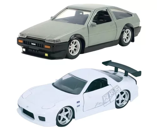 Fast and Furious fém játékautó 2 db-os - 1986 Toyota Trueno & 1993 Mazda RX7