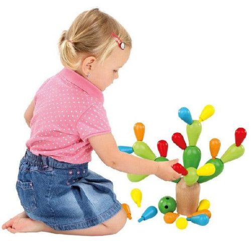 Bino Színes fa kaktusz, egyensúlyozó játék