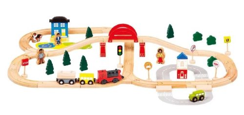 Bino Fa vasúti készlet 70 db-os