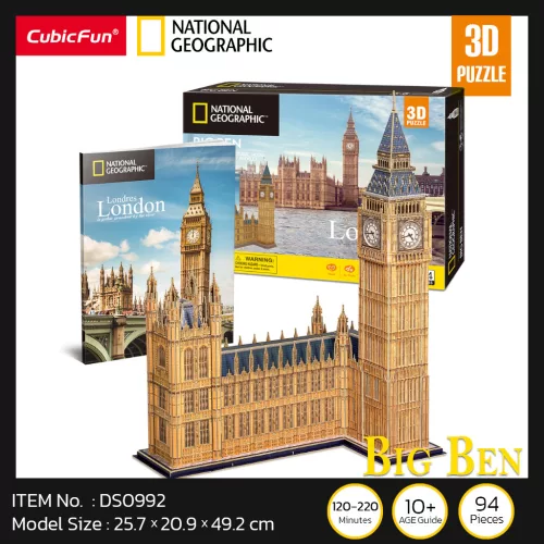 CubicFun: Big Ben 3D puzzle 94 db-os, National Geographic fotóalbummal