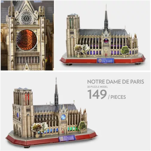 CubicFun: Notre-Dame 3D-s puzzle LED világítással 149 db-os