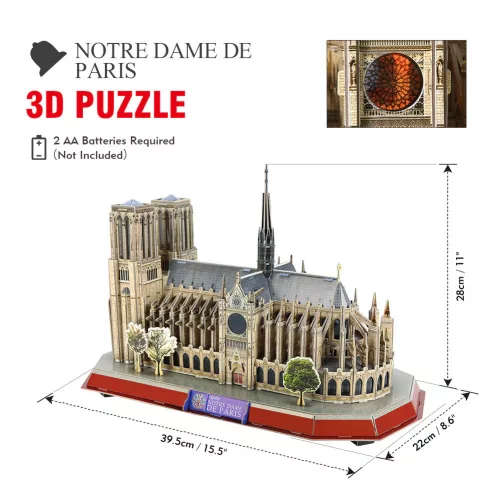 CubicFun: Notre-Dame 3D-s puzzle LED világítással 149 db-os
