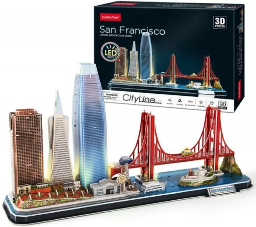 CubicFun: San Francisco 3D-s puzzle LED világítással 90 db-os