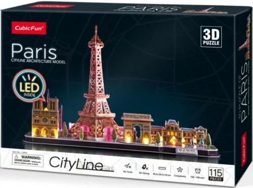 CubicFun: Párizs 3D-s puzzle LED világítással 115 db-os