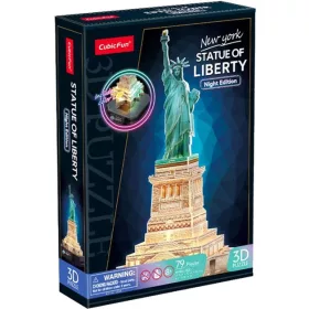   CubicFun: Szabadság-szobor 3D puzzle LED világítással 79 db-os – éjszakai kiadás