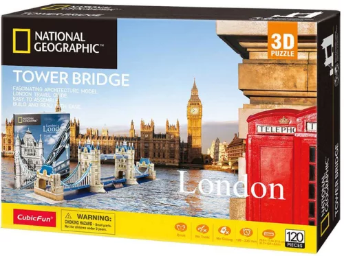 CubicFun: Tower Bridge 3D puzzle 120 db-os, National Geographic fotóalbummal