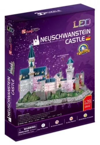 CubicFun: Neuschwanstein-i kastély 3D-s puzzle LED világítással 128 db-os