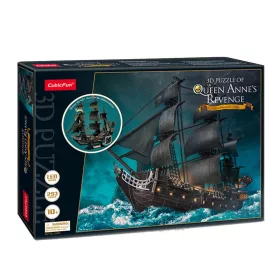   CubicFun: The Queen Anne's Revenge kalózhajó LED-es világítással - 3D puzzle 293 db-os