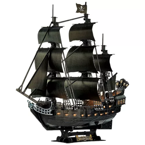 CubicFun: The Queen Anne's Revenge kalózhajó LED-es világítással - 3D puzzle 293 db-os