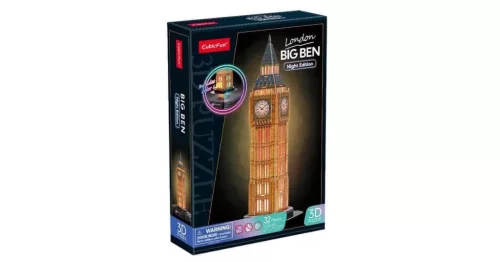 CubicFun: Big Ben 3D puzzle LED világítással 32 db-os – éjszakai kiadás