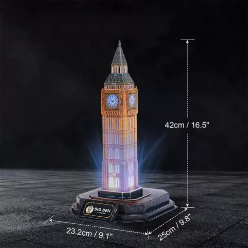 CubicFun: Big Ben 3D puzzle LED világítással 32 db-os – éjszakai kiadás
