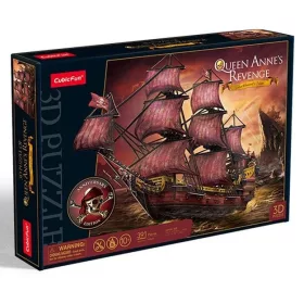  CubicFun: Queen Anne bosszúja kalózhajó 3D puzzle 391 db-os, bíbor változat
