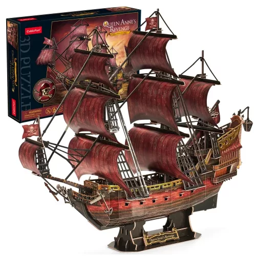 CubicFun: Queen Anne bosszúja kalózhajó 3D puzzle 391 db-os, bíbor változat