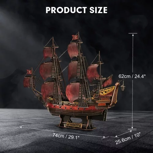 CubicFun: Queen Anne bosszúja kalózhajó 3D puzzle 391 db-os, bíbor változat