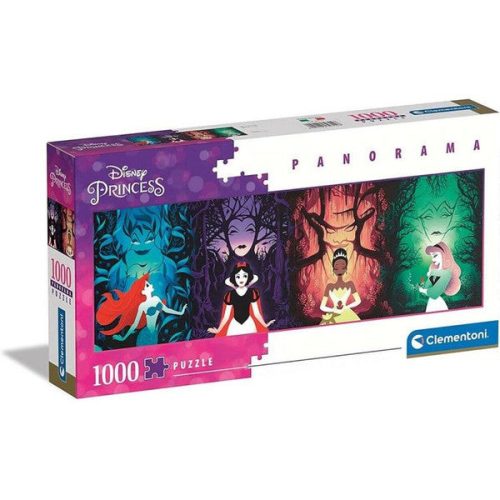 Clementoni Disney Princess - Hercegnők és gonoszok panoráma puzzle, 1000 db-os