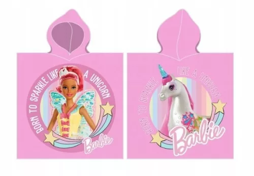 Barbie kapucnis fürdőponcsó 55x100 cm-es