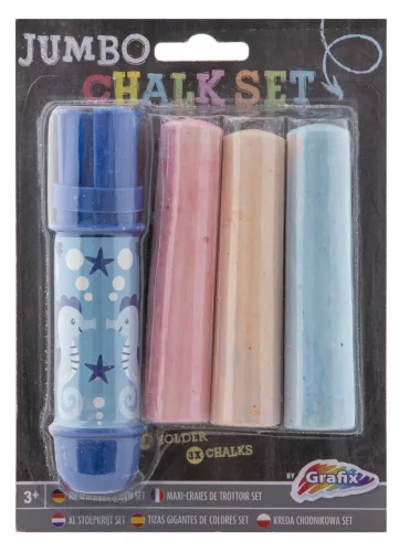 Aszfaltkréta krétafogóval 3 db-os, többféle 