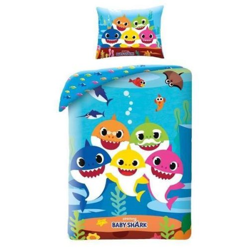 Baby Shark ágynemű szett, 140x200 cm-es és 70x90 cm-es