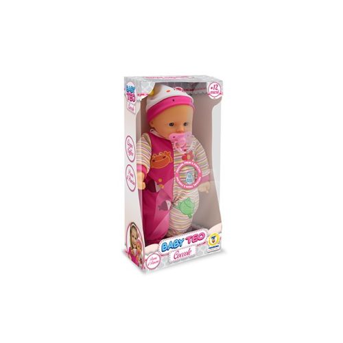 Teo puha baba hanggal, rózsaszín ruhában, 35 cm-es