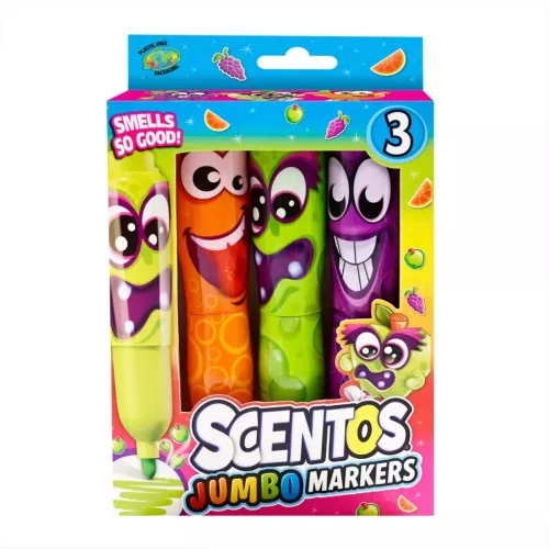 Scentos: Jumbo széles hegyű illatos filctoll 3 db-os - narancs, lila, zöld