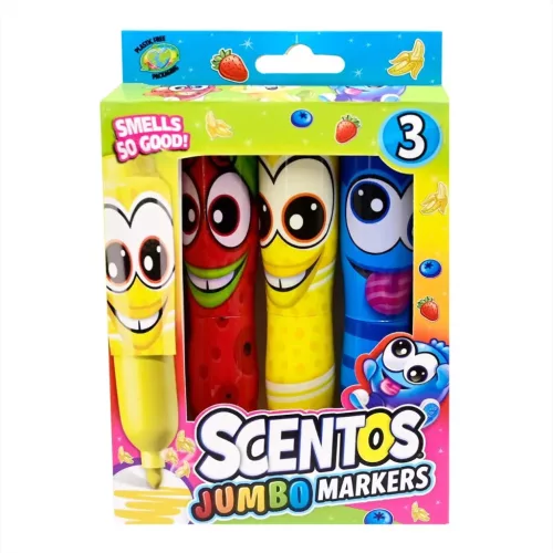 Scentos: Jumbo széles hegyű illatos filctoll 3 db-os - kék, piros, sárga