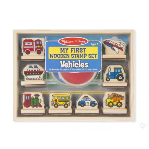 Melissa & Doug Első nyomdám, fa nyomda készlet - járművek