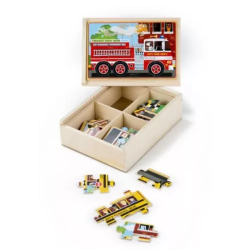 Melissa & Doug Fa Készségfejlesztő játék - Puzzle dobozban - Járművek