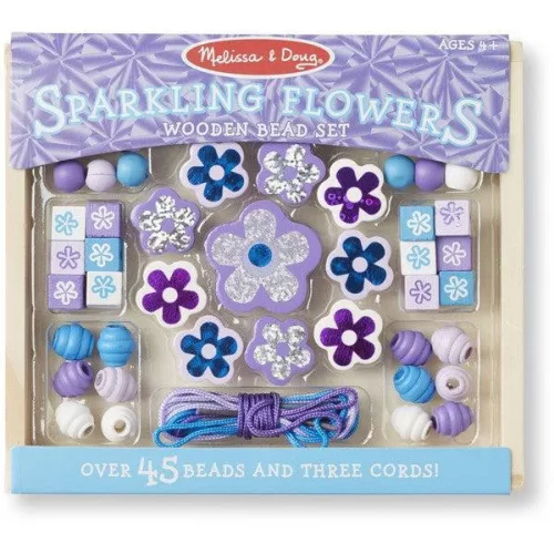 Melissa & Doug: Fa gyöngy szett - Ragyogó virágok