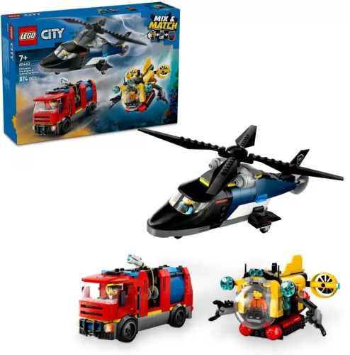 LEGO® City: 60462 Helikopter, tűzoltóautó és tengeralattjáró egy csomagban