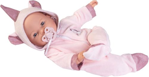 Antonio Juan hangot adó Bimba élethű baba unikornis pizsamában, 37 cm-es