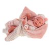 Antonio Juan mosolygó baba rózsaszín ruhában, 40 cm-es