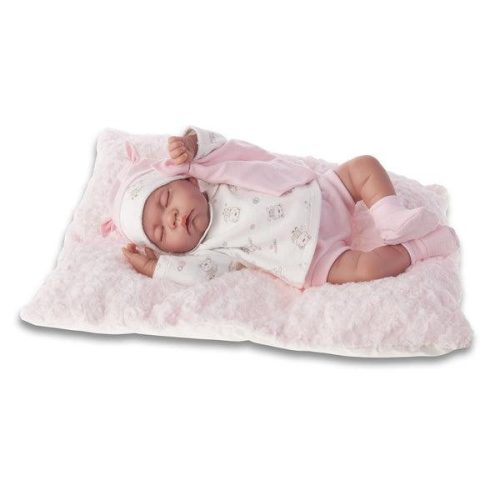 Antonio Juan alvó újszülött baba rózsaszín ruhában, 40 cm-es