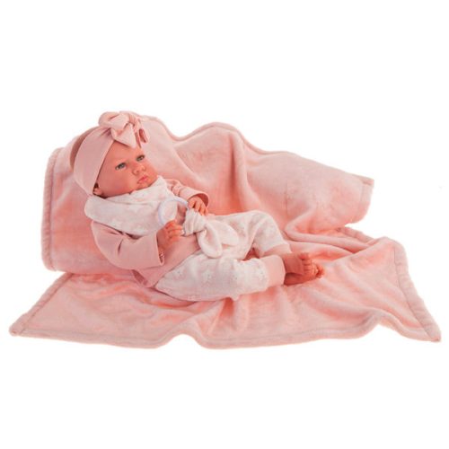 Antonio Juan csecsemő baba fejpánttal és takaróval, 52 cm-es