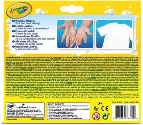 Crayola Kimosható, tompahegyű filctoll készlet, 12 db-os