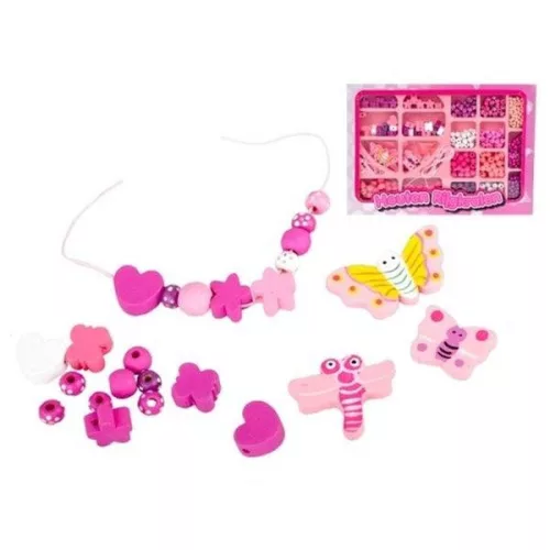 Fa gyöngyfűző készlet - pink