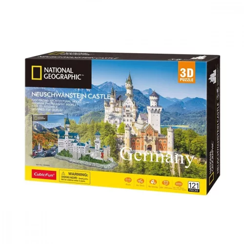 CubicFun: Neuschwanstein kastély 3D puzzle 121 db-os, National Geographic fotóalbummal