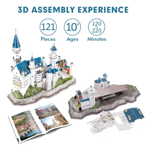 CubicFun: Neuschwanstein kastély 3D puzzle 121 db-os, National Geographic fotóalbummal