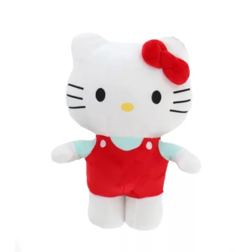 Hello Kitty plüssfigura kulcstartóval 17 cm - piros ruhás