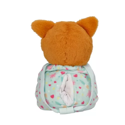 Bébi interaktív plüss kutyus kék táskában 14,5 cm - Shiba Inu