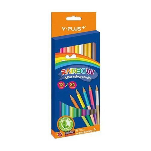 Kétvégű színes ceruza, 12 db-os - Y-Plus+ Rainbow