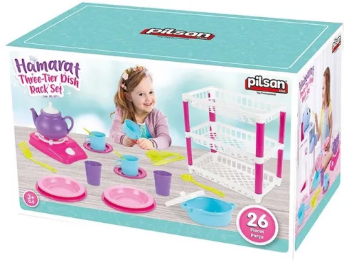 Pilsan 26 részes konyhai játékszett háromszintes edényszárítóval 