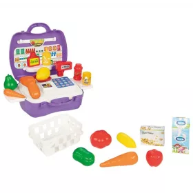 Pilsan szupermarket lila bőröndben