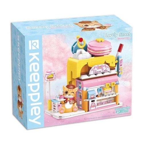 QMAN® Keeppley Vörös cica cukrászdája lányoknak lego kompatibilis építőjáték, 364 db-os (QMAN K28006