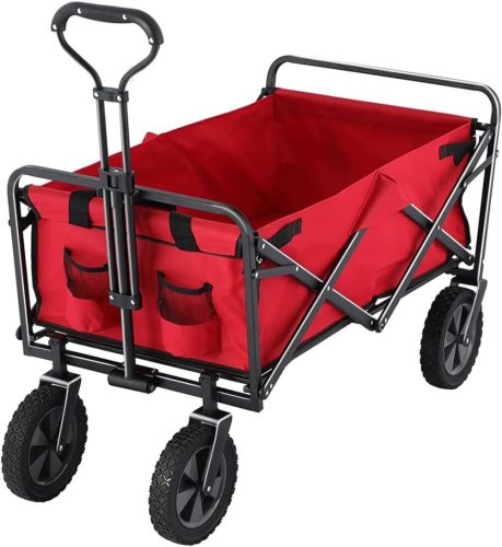Összecsukható strandkocsi, piros – 87 x 50 x 59 cm 200 kg teherbírású