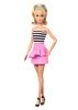 Barbie 65. Évfordulós baba fekete-fehér csíkos ruhában