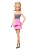 Barbie 65. Évfordulós baba fekete-fehér csíkos ruhában