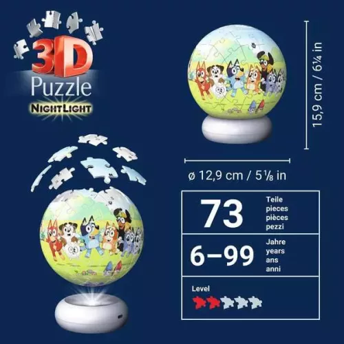 Bluey éjjeli fény 3D-s puzzle 72 db - Ravensburger