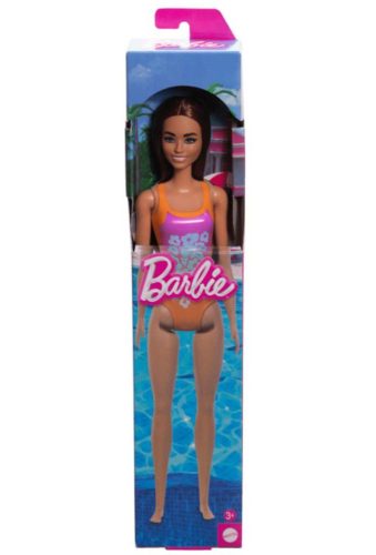 Beach Barbie - Lila színű mintás fürdőruhában